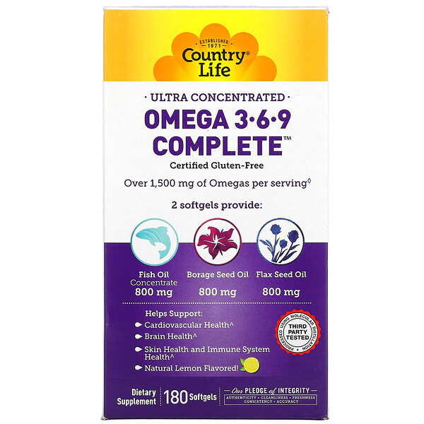 Country Life, Omega 369 Complete, Ultra Concentrated, Natural Lemon