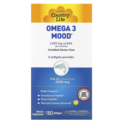 

Country Life Omega 3 Mood Natural Lemon 180 Softgels