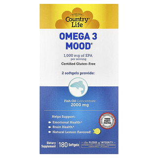 Country Life, Omega 3 Mood®, Natural Lemon, 180 Softgels
