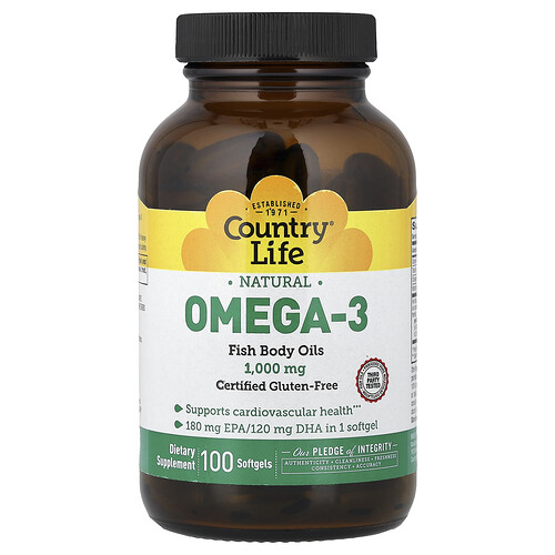 Country Life, Natural Omega-3, 100 softgels