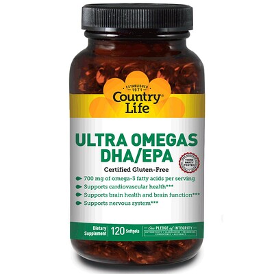 Country Life Ultra Omegas ДГК/ЭПК, 120 мягких желатиновых капсул