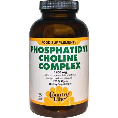 Country Life Комплекс фосфатидилхолина, 1200 мг, 200 мягких желатиновых капсул