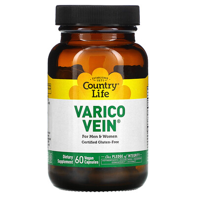 Country Life VaricoVein for Men & Women, 60 Vegan Capsules