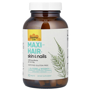 Country Life, Maxi-Hair®, Piel y uñas, 90 comprimidos