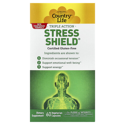 Country Life, Triple-Action-Stressschutz®, 60 vegetarische Kapseln