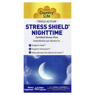 كونتري لايف‏, Stress Shield® ليلي ، ثلاثي المفعول ، 60 كبسولة نباتية