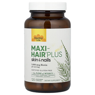 Country Life, Maxi-Hair® Plus Huid & Nagels, 120 Vegetarische Capsules
