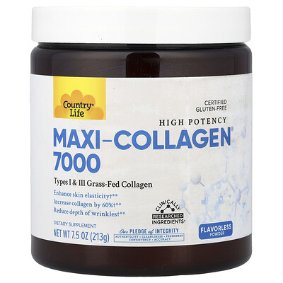 Product Image for Country Life, Maxi-Collagen 7000 Powder, High Potency, Flavorless, 7.5 oz (213 g)