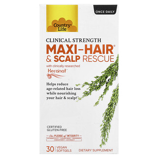 Country Life, Maxi-Hair® & Scalp Rescue, Efficacité clinique, 30 capsules à enveloppe molle véganes