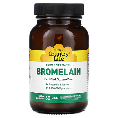 Product Image for Country Life, Bromelain, Triple Strength, 60 Tablets