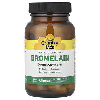 Country Life, Bromelain, tredobbelt styrke, 60 tabletter