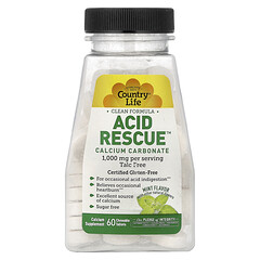 Acid Rescue™, карбонат кальцію, м'ята, 60 жувальних таблеток