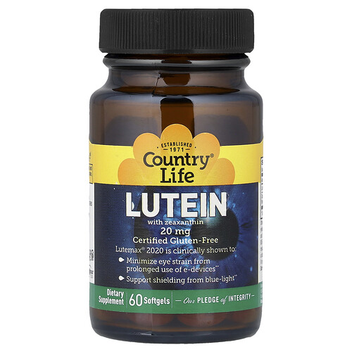 Country Life, Lutein with Zeaxanthin, Lutein mit Zeaxanthin, 60 Weichkapseln