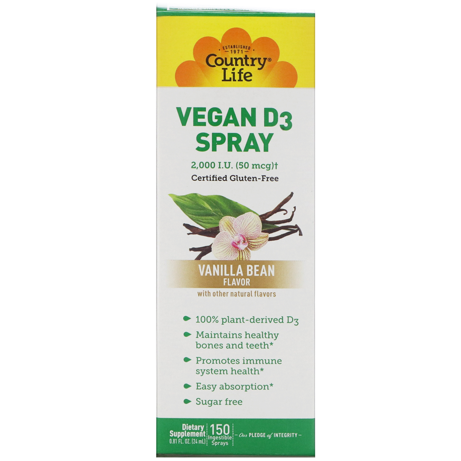 Country Life Vitamin D3 Spray Vanilla Bean Flavor 2000