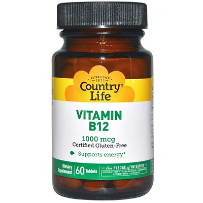 Country Life Витамин B12, 1000 мкг, 60 таблеток