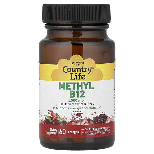 Country Life, Methyl B12, Kirsche, 1.000 mcg, 60 Lutschtabletten
