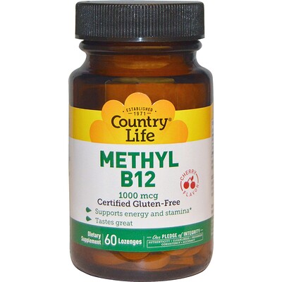 Country Life Methyl B12, Cherry, 1,000 mcg, 60 Lozenges
