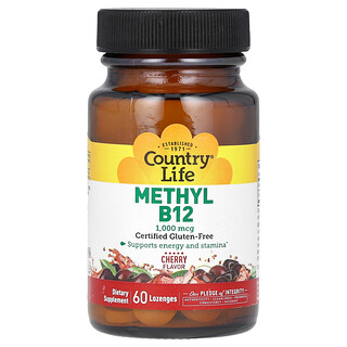 Country Life, Metil B12, Cereza, 1000 mcg, 60 pastillas