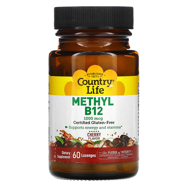 Метил B12, со вкусом вишни, 1000 мкг, 60 пастилок