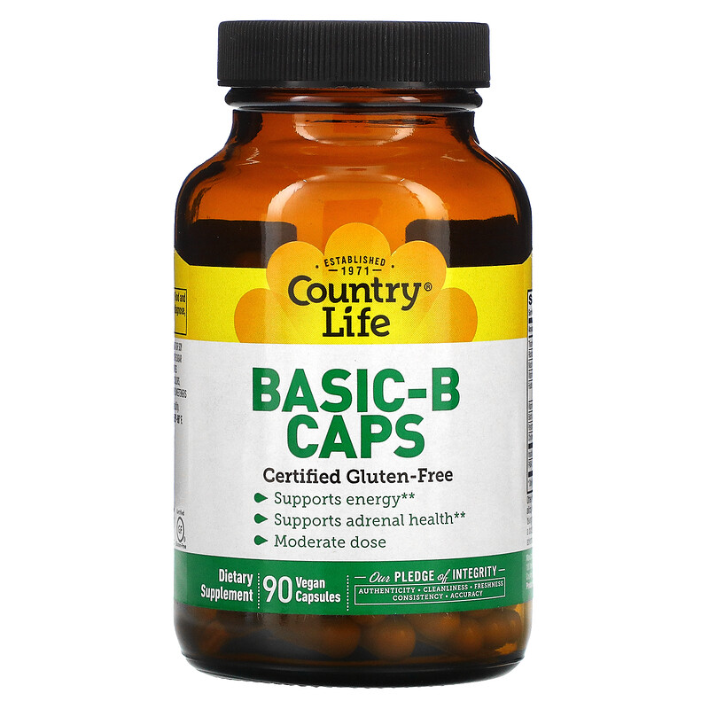 Country Life, Basic-B Caps, 90 Vegan Capsules - IHerb