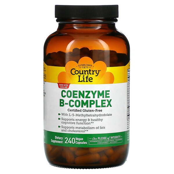 Country Life, Coenzyme B-Complex, Coenzym-B-Komplex, 240 vegane Kapseln