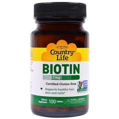 Country Life Биотин, 1 мг, 100 таблеток