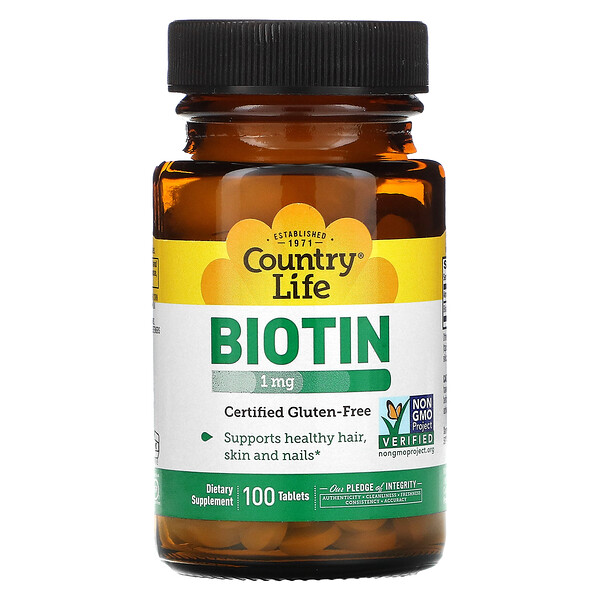 Country Life‏, Biotin, 1 mg, 100 Tablets