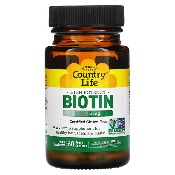 High Potency Biotin, 5 mg, 60 Vegan Capsules