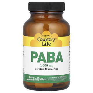 Country Life, PABA, 1,000 mg, 60 Tablets