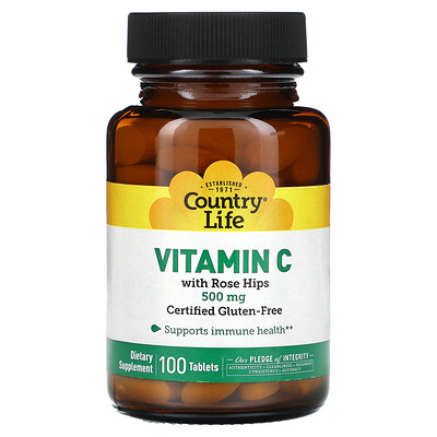 

Country Life, Vitamin C with Rose Hips, 500 mg, 100 Tablets