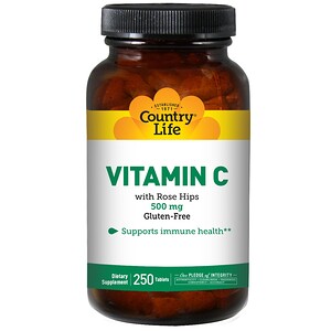 Country Life, Витамин С, 500 мг, 250 таблеток