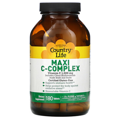 

Country Life, Maxi C-Complex, 1,000 mg, 180 Tablets