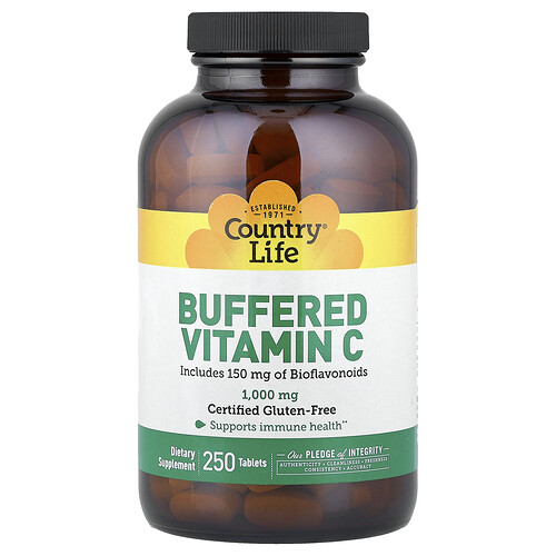 Country Life, Vitamina C amortiguada, 1000 mg, 250 comprimidos