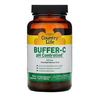 Country Life, Buffer-C pH Controlled（バッファーC pH制御）、500mg、ベジカプセル120粒