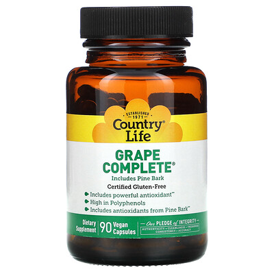 

Country Life Grape Complete, Includes Pine Bark, 90 Vegan Capsules