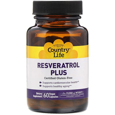 Country Life Resveratrol Plus, 60 веганских капсул