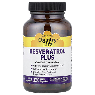 Product Image for Country Life, Resveratrol Plus, 120 Vegan Capsules