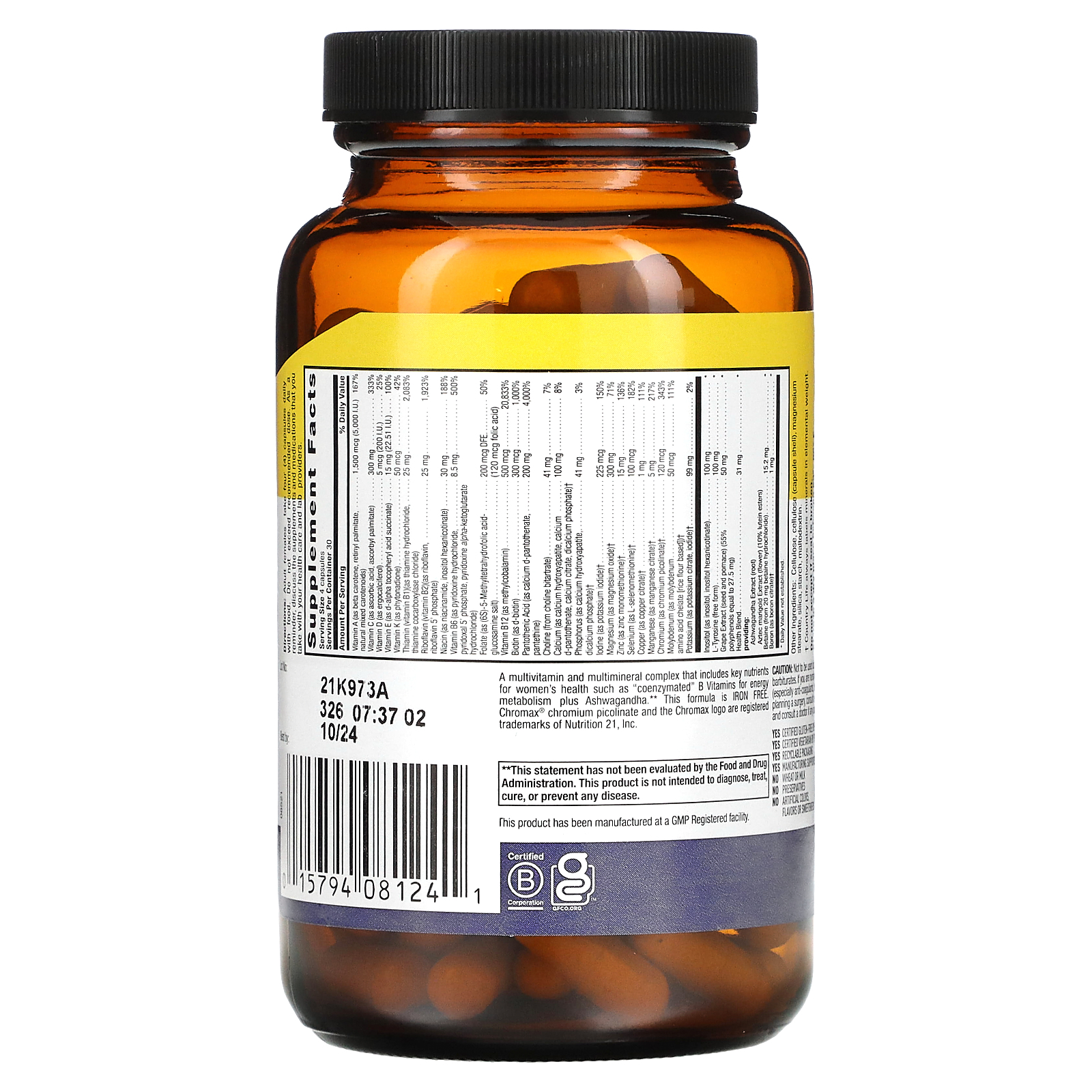 Country Life, Max for Women, Multivitamin & Mineral Complex, Iron Free