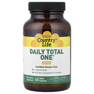 Country Life, Total One® diario, Suplemento alimentario sin hierro, 60 cápsulas veganas