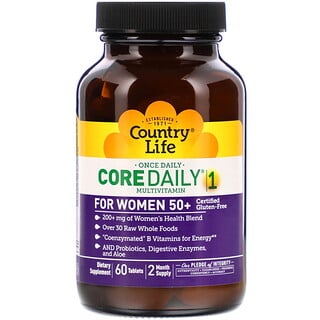 Country Life, Multivitamínico Core Daily-1, Mulheres acima de 50 anos, 60 Comprimidos