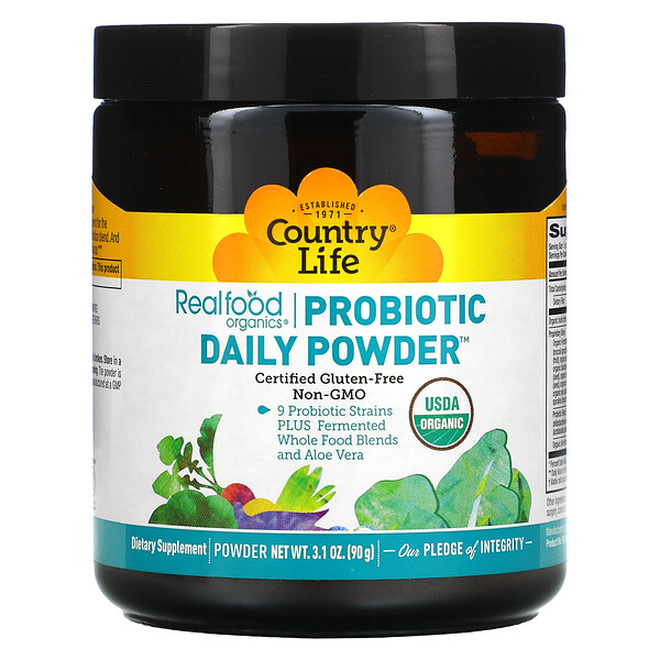Country Life, Realfood Organics, Probiotic Daily Powder, 3.1 oz (90 g)