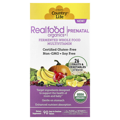 Product Image for Country Life, Realfood Organics , Prenatal, 90 Easy-to-Swallow Tablets