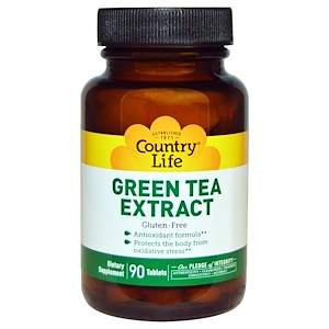 Купить Country Life, Экстракт зеленого чая, 90 таблеток  на IHerb