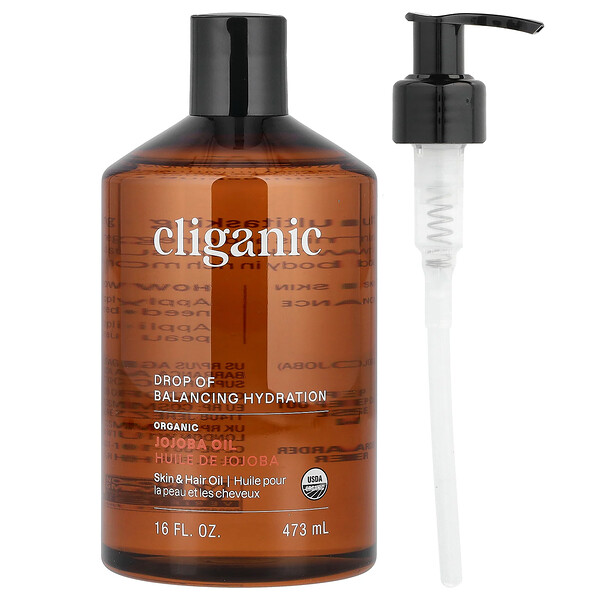 Cliganic Organic Jojoba Oil, For Oily & Combination Skin, 16 fl oz (473 ml)