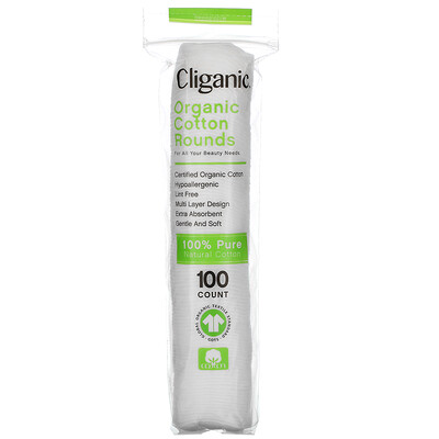 Cliganic Organic Cotton Rounds, 100 Count