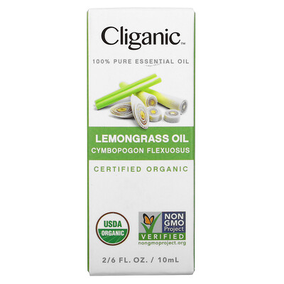 Купить Cliganic 100% Pure Essential Oil, Lemongrass Oil, 2/6 fl oz (10 ml)