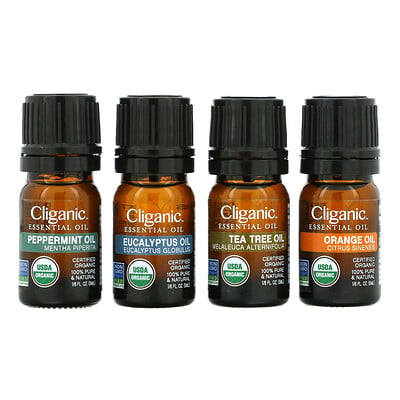 Cliganic Essential Oils, Aromatherapy Set, 4 Piece Set