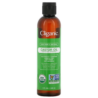 Купить Cliganic на 100% чистое и натуральное касторовое масло, 240 мл (8 жидк. унций)