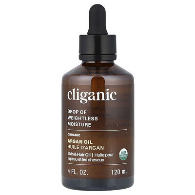 Cliganic, Drop of Weightless Moisture™, Aceite de argán orgánico, 120 ml (4 oz. líq.)