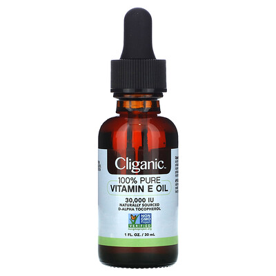 Купить Cliganic 100% Pure & Natural Vitamin E Oil, 30, 000 IU, 1 fl oz (30 ml)